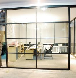 Звукоизоляционные огнеупорные сползая стены раздела офиса стеклянные с алюминиевой рамкой