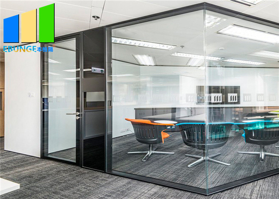 Подгонянная высота стеклянного раздела алюминиевой рамки офиса Demountable полная